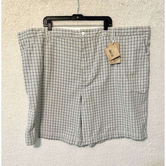 NWT Men's 626‎ Blue Broken-In Shorts White Blue Plaid Flat Front Size W54 - Picture 1 of 15